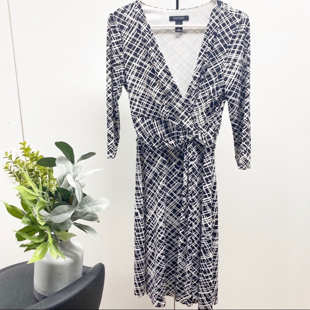 White House Black Market Geometric Faux Wrap Dress
